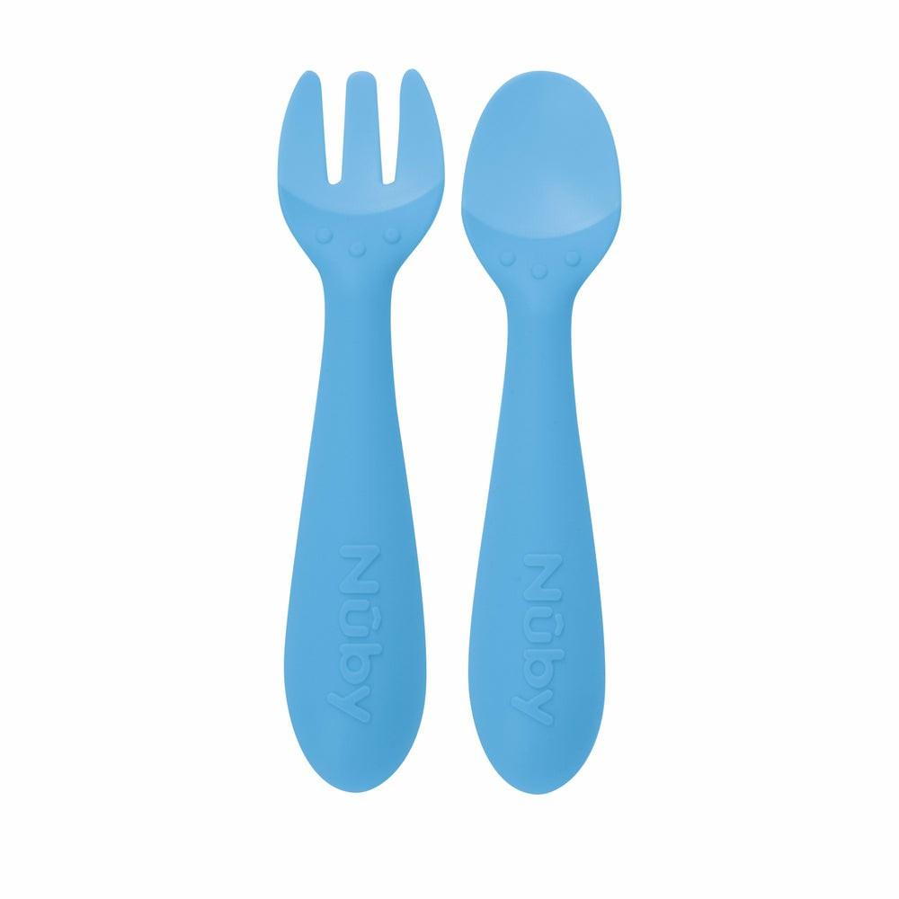 Cutlery | Silicone Easy Grip Fork And Spoon Set Cutlery Aqua